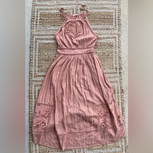 Ulla Johnson Dusty Rose Lace Halter Midi| Maxi Dress Size 4 Boho Cottagecore